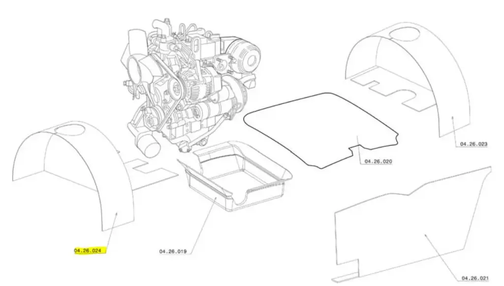 Schéma insonorisation joue d'aile droite Chatenet Ch26, Ch30, Ch32, Ch33 et Ch39