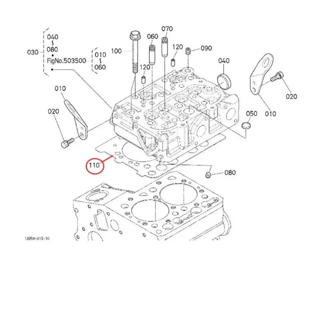 Schéma Joint de Culasse Aixam moteur Kubota Z482-E4B Origine