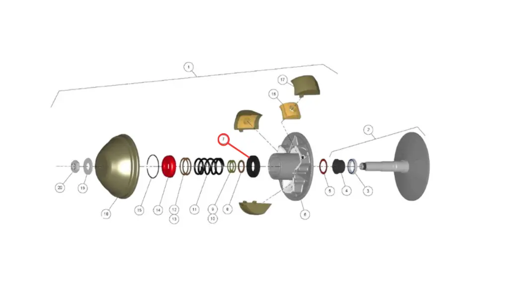 Schéma Coussinet inférieur variateur moteur voiture sans permis nouveau modèle après 2008