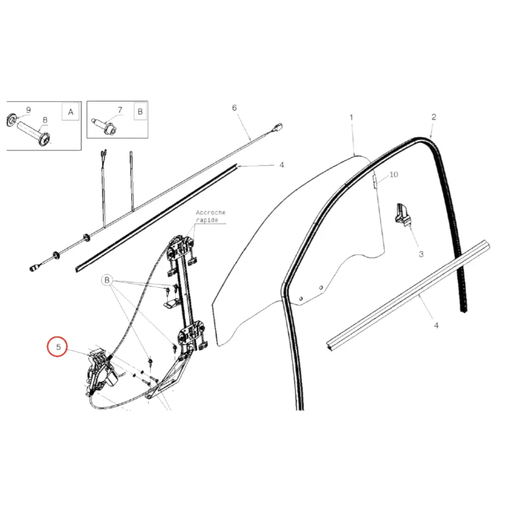 Schéma Lève-vitre électrique Gauche Dué 2, 3 et 6